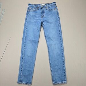 Levis Big E Button Fly Wedgie Fit Womens Jeans 26 Light Wash Denim High‎ Rise